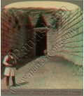 Massive doorway into so-called "Treasury of Atreus" or "Tomb of Agamemnon," (west) Mykenae.