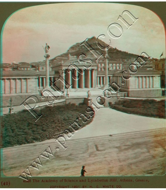 The Academy of Science and Lycabettus Hill, Athens.